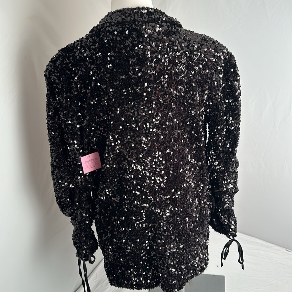 Blank NYC Break the Bank black velvet sequin blazer - Picture 4 of 13